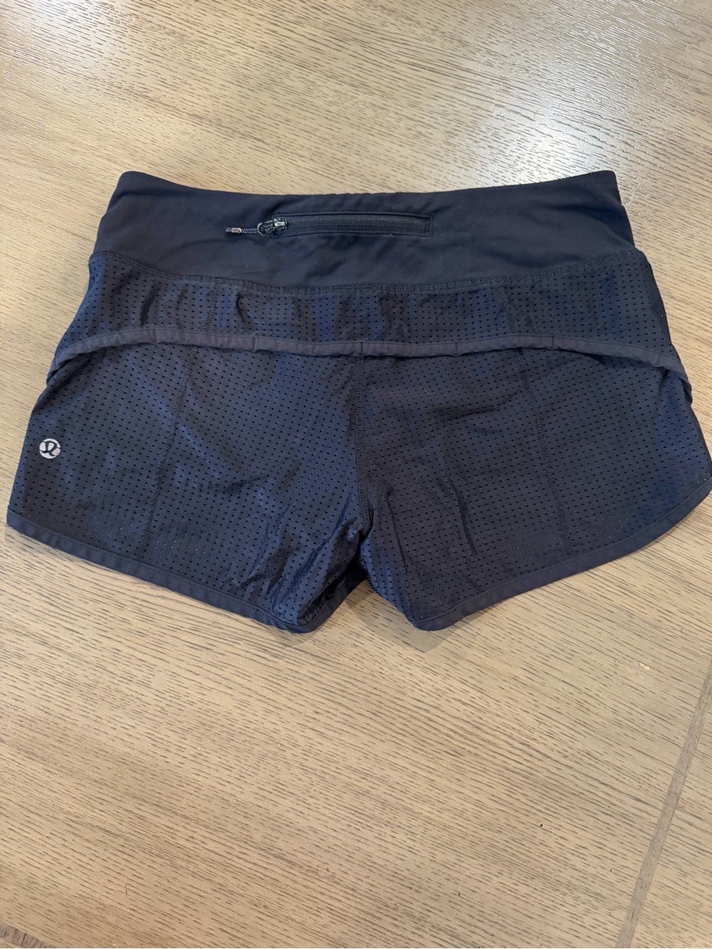 lululemon athletica Black Perforated Athletic Shorts with Zip Pocket